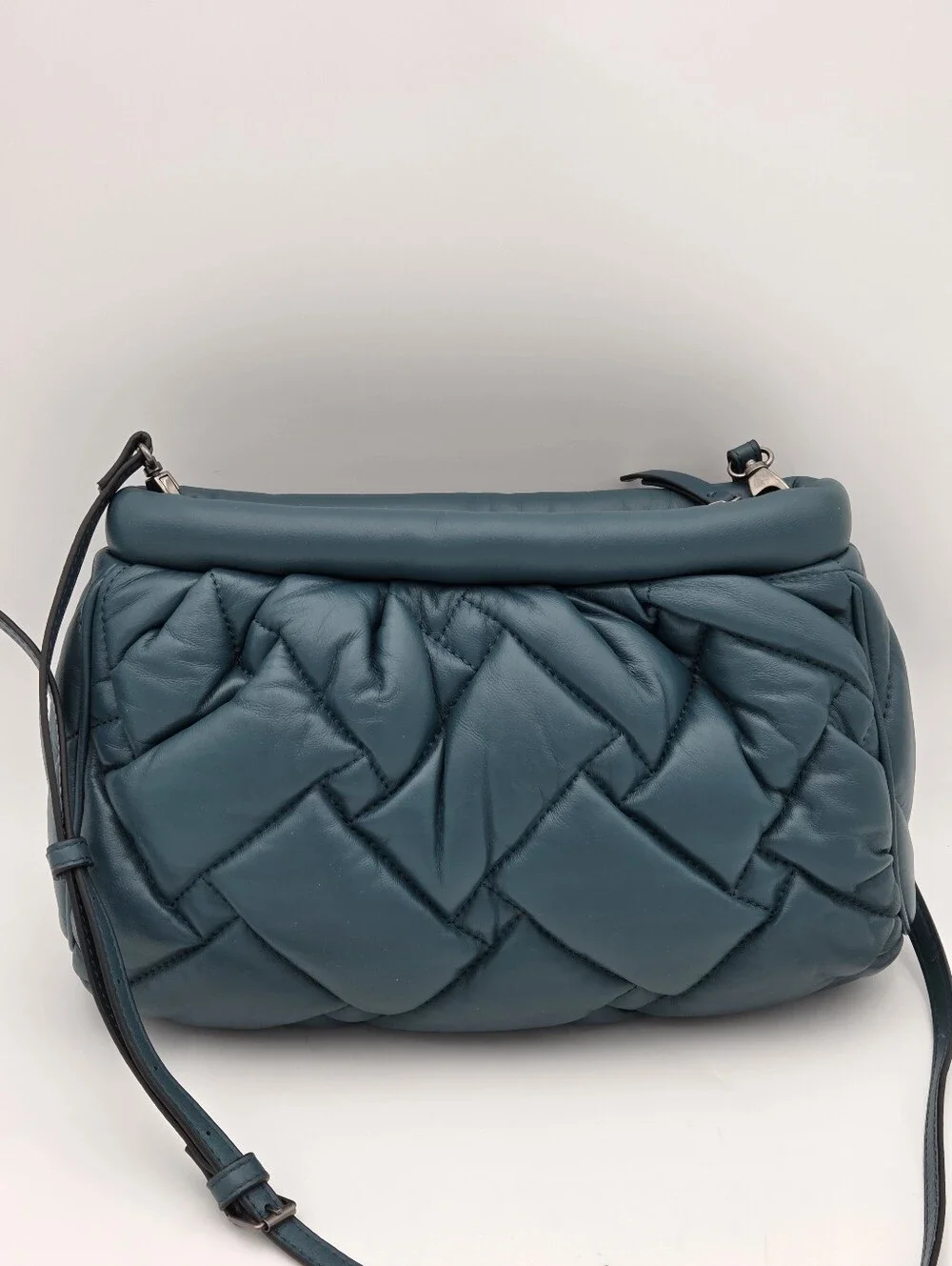 Kurt Geiger London Kensington Soft Quilted Leather Clutch In Teal
